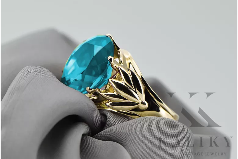 Ring Vintage style Aquamarine 8K žlté zlato vrc029x-aq Art Deco